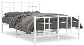 Kovový rám postele s čelom a podnožkou biely 120x200 cm 355626