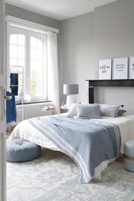 Modro - biely bavlnený prehoz Stripes - 130 * 170 cm