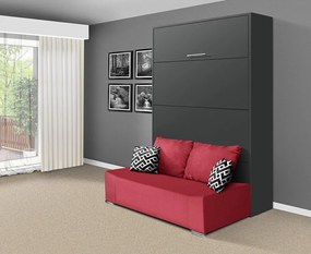 Nabytekmorava Sklápacia posteľ s pohovkou VS 21058P 200x120 farba pohovky: Červená, Typ farebného prevedenia: Orech lyon / dvere biele LESK