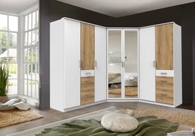 Šatníková skriňa bez zrkadla Click, 91 cm, biela/doskový dub