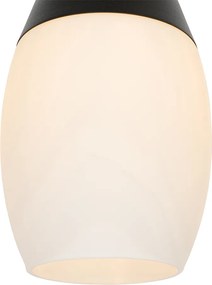 Moderné závesné svietidlo čierne s opálovým sklom - Drop