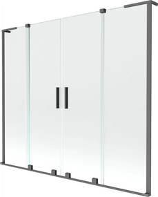 Mexen Velar L Duo, 2-krídlová posuvná vaňová zástena 180 x 150 cm, 8mm číre sklo, grafitová, 896-180-003-02-95