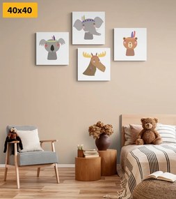 Set obrazov roztomilé zvieratká - 4x 60x60