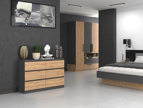 Komoda Musecalo 6 120 (antracit + dub artisan). Akcia -21%. Vlastná spoľahlivá doprava až k Vám domov. 1132809
