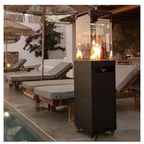 Planika Faro GAS - Vonkajší plynový krb 142x36 cm 8kW čierna + ochranný kryt