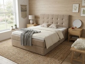 Čalúnená posteľ boxspring DIRELIS TRINITY 140x200 cm béžová Matrac: Bonell pružinová matrac