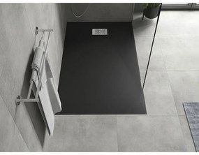 Mexen Hugo, obdĺžniková sprchová vanička SMC 150 x 70 cm, čierna, oceľová krytka, 42707015-X