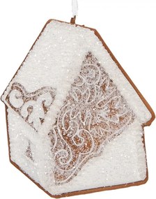 Závesná dekorácia zasnežená perníková chalúpka Frosted Ginger - 9*1*10 cm