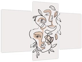 Obraz - Line art tváre (90x60 cm)