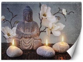 Fototapeta, Buddha se svíčkami - 300x210 cm