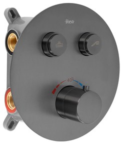 Rea Lungo, termostatický sprchový set pod omietku s dažďovou hlavovou a ručnou sprchou, grafitová matná, REA-P6385