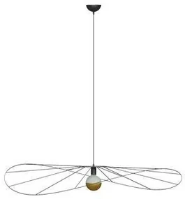Závesné svietidlo Eskola, 1x čierne drôtené tienidlo, (fi 70 cm)