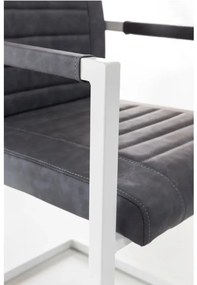 furniture-nabytek.cz - Masívna jedálenská zostava Bullwer so 4 stoličkami Picton, šedá/biela, lakované akácie/kov/umelá koža