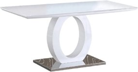 Jedálenský stôl, biela vysoký lesk/oceľ, ZARNI