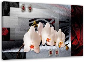 Obraz na plátně Abstraktní orchideje Bílá - 100x70 cm