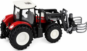 LEAN Toys Poľnohospodársky traktor s držiakom na balíky, diaľkovo ovládaný RC, červený, mierka 1:24