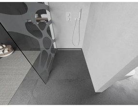 Mexen Kioto, Walk-In sprchová zástena 90 x 200 cm, 8mm sklo číre/biely vzor, biely profil, 800-090-101-20-97