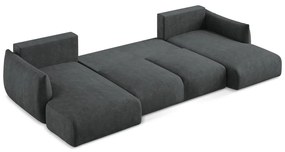 Tmavosivá ženilková rozkladacia rohová pohovka (do tvaru "U") Leila – Makamii