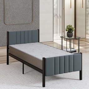 Jednolôžková kovová posteľ LUNOR 90x200 cm, antracit, nosnosť 120 kg