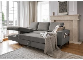 Sivá menčestrová rozkladacia rohová pohovka (ľavý roh) Lofty Lilly – Miuform