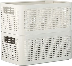 Úložný box, ratanový košík, STYLE2 Curver s vekom, krémový (29x20x14 - 6l)
