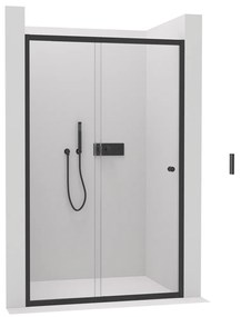 Cerano Varone, posuvné sprchové posuvné dvere 140x195 cm, 6mm číre sklo, čierny profil, CER-CER-DY505B-140-195