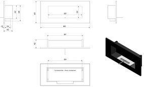 Kratki DELTA2/CZARNY/TUV - Vstavaný BIO DELTA2 krb 40x90 cm 2kW čierna