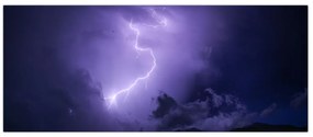 Obraz - fialová obloha a blesk (120x50 cm)