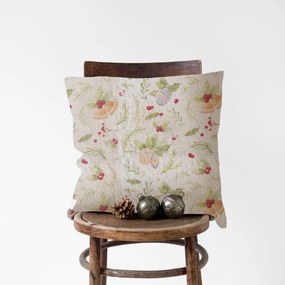 Vianočná ľanová obliečka na vankúš Linen Tales Jingle Bells, 50 x 50 cm