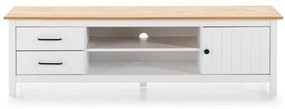 Biely TV stolík z borovicového dreva 158x47 cm Miranda – Marckeric