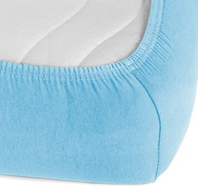 Jersey napínacie prestieradlo JR-017 Azúrovo modré 90 x 220 - výška 20 cm