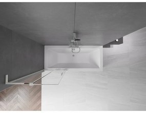 Mexen Velar L, 2-krídlová posuvná vaňová zástena 70 x 150 cm, 8mm číre sklo, brúsená oceľ, 896-070-003-01-97