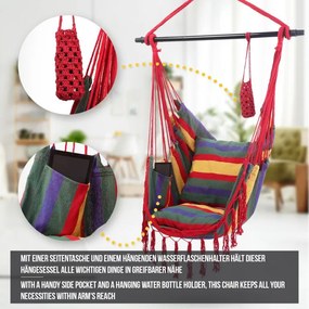 MIADOMODO Závesné hojdacie kreslo, farebné, dovnútra aj von