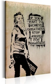 Artgeist Obraz - Graffiti Slogan by Banksy Veľkosť: 60x90, Verzia: Na talianskom plátne