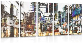 5-dielny obraz abstraktná panoráma mesta Varianta: 100x50