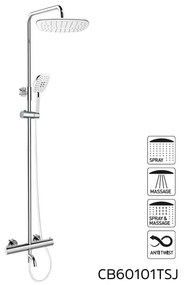Mereo, Termostatická nástenná vaňová batéria so sprchovou súpravou bez prísl. (tanier, sprcha, hadica), MER-CB60101TSG