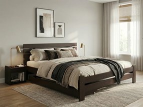 Posteľ PARIS zvýšená 160x200 cm, orech Rošt: S latkovým roštom, Matrac: Matrac DELUXE 10 cm