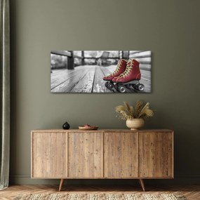 Obraz červených starých kolieskových topánok (120x50 cm)