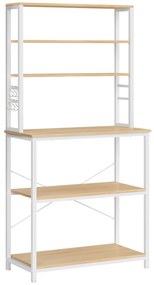 Kuchynský regál LORANO 167x80 cm, biely / dekor dub