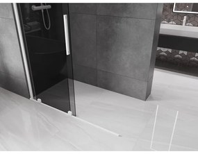 Mexen Velar, sprchová zástena s posuvnými dverami Walk-in 160 x 200 cm, 8mm šedé sklo, biela matná, 871-160-000-43-20