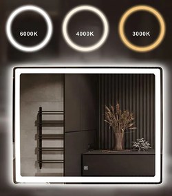 Rea Obdĺžnikové zrkadlo 80x60 cm s regulovateľným LED osvetlením HOM-02829