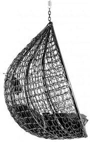 AKCIA Čierne závesné kreslo KOKON bez stojanu II. akosť