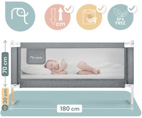 Bezpečnostná zábrana k posteli 180 cm Nukido NK-227 - sivá