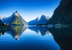 Fototapeta - Hory a jazero - Nový Zéland (254x184 cm)