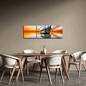 Obraz - Svitanie nad vrakom lode (s hodinami) (90x30 cm)