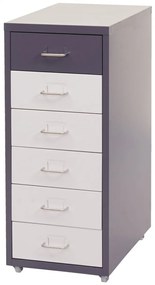 Zásuvková skrinka Boston T851 - 69x28x41cm, 6 zásuviek - tmavosivá biela-tmavosivá