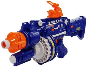 LEAN TOYS Zbraň s veľkým zásobníkom a penovými nábojmi - modro-oranžová