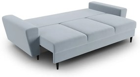 Svetlomodrá zamatová rozkladacia/s úložným priestorom pohovka 235 cm Kyoto – Cosmopolitan Design