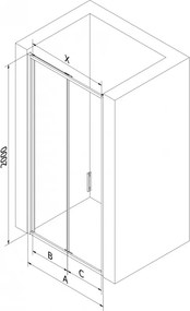 Mexen Exo, skladacie sprchové dvere, 110 cm, transparentné sklo, chróm, 816-110-000-01-00