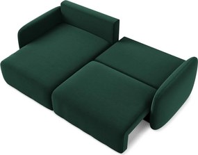 Tmavozelená zamatová rozkladacia/s úložným priestorom rohová pohovka (ľavý roh/s leňoškou) Kalena – Makamii